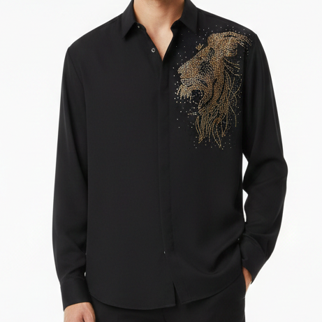 Luxury Lion Studded Designer Shirt  Premium Party Wear Collection