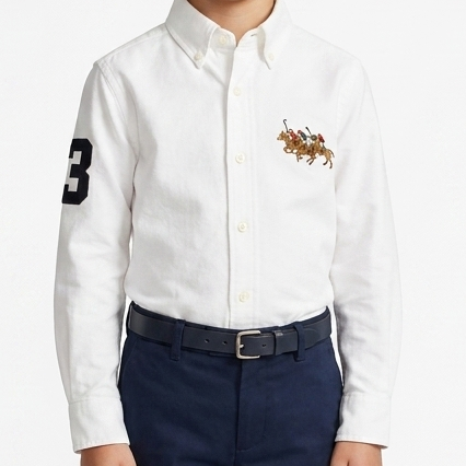 Premium Boys White Polo Shirt Classic Embroidered Logo Shirt