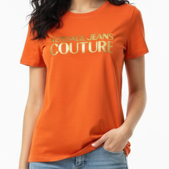 Women’s Stylish Orange Logo T-Shirt – Casual Chic Look
