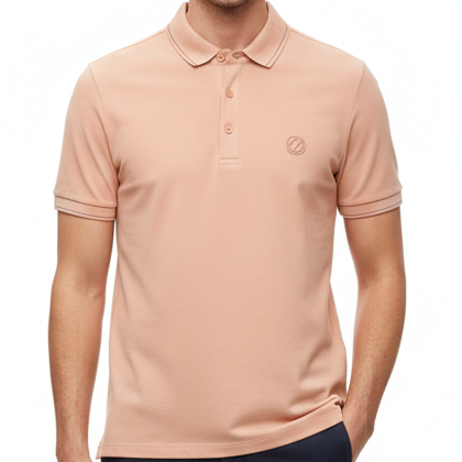 Elegant Peach Polo T-Shirt with Minimal Logo