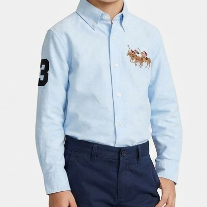 Premium Kids Sky Blue Button-Down Shirt Elegant Smart Casual Wear