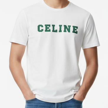 Men’s White Crew Neck T-Shirt with Bold Front Print Premium Casual Fit