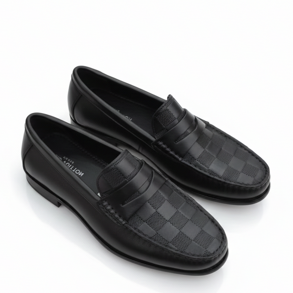 Men’s Classic Black Checkered Loafers