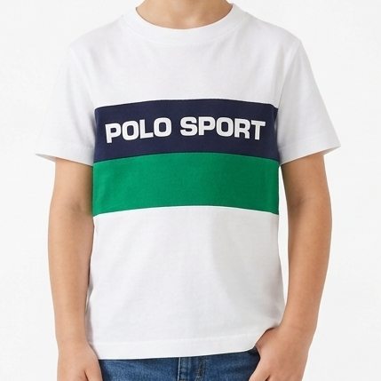 Elegant Boys White Polo Sport Colorblock T-Shirt