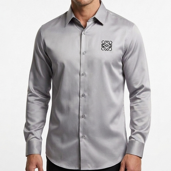 Premium Designer Button-Down Shirt with Anagram Logo