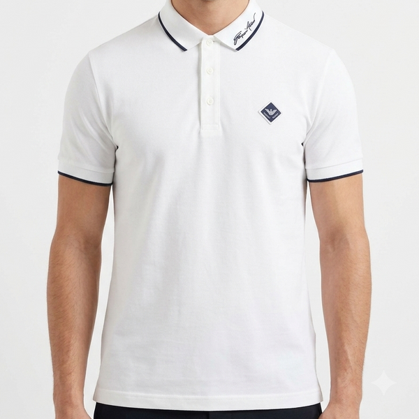 Premium White Signature Collar Polo T-Shirt for Men