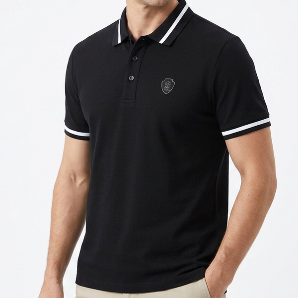 Men’s Premium Polo T-Shirt with Contrast Collar & Sleeve Stripes