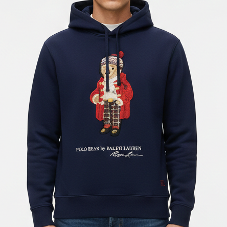 Navy Blue Polo Bear Hoodie – Classic & Cozy Style