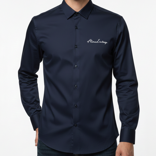 Men’s Premium Solid Formal Shirt Classic Fit with Signature Logo
