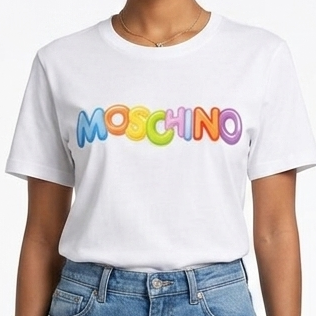 Trendy White Graphic T-Shirt with Colorful Logo Print