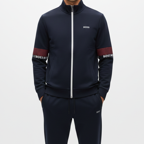 Premium Navy Zip-Up Tracksuit Set for Men