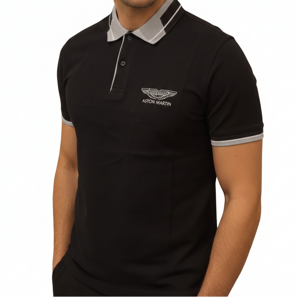 Premium Black Polo Shirt with Contrast Collar Signature Edition