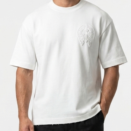 Premium White Designer Drop Shoulder T-Shirt for Men