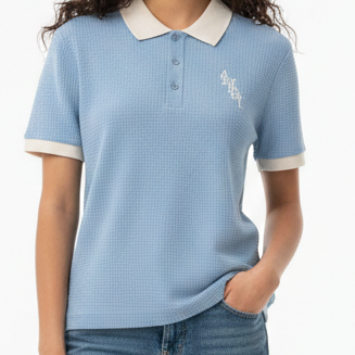 Sky Blue Classic Collar Women’s Polo T-Shirt  Elegant & Everyday Chic
