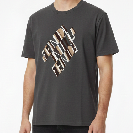 Men’s Premium Charcoal Grey Graphic T-Shirt with Modern Logo Print