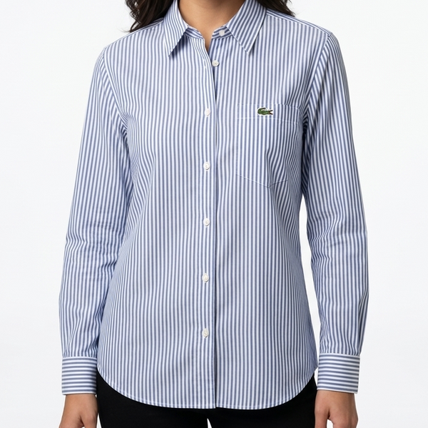 Women’s Classic Blue & White Striped Shirt – Smart Casual Fit
