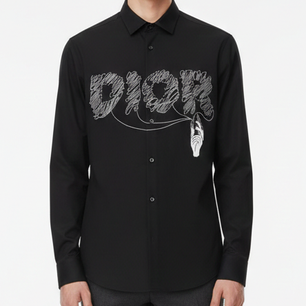 Men’s Premium Black Designer Shirt with Artistic Front Print