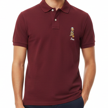 Premium Maroon Polo T-Shirt with Embroidered Logo