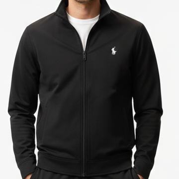 Luxury Imported Men’s Classic Black Zip-Up Jacket