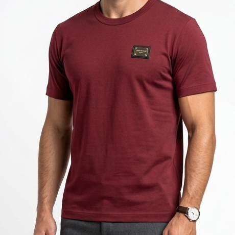 Premium Maroon Minimal Logo Crew Neck T-Shirt for Men