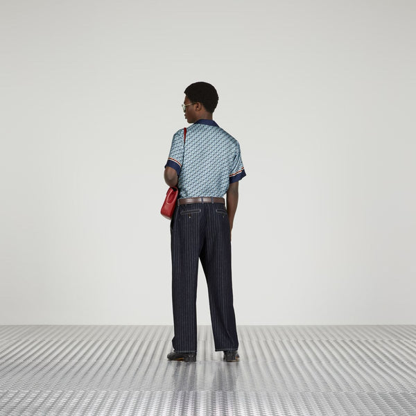 Premium Geometric Square G Print Silk Shirt