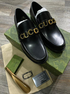 Logo-Letter Hardware Leather Shoes for Men