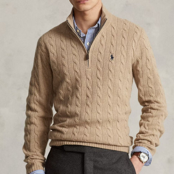 Men Luxury Cable-Knit Pullover