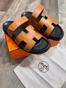 luxury Brand Leather H cut Upper Men Slipper