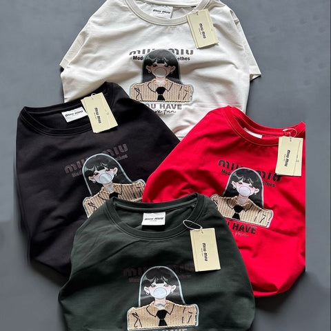 Imported Women  Regular Fit  Patched  T-shirt