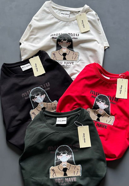 Imported Women  Regular Fit  Patched  T-shirt