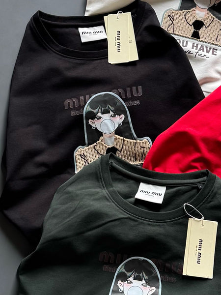 Imported Women  Regular Fit  Patched  T-shirt