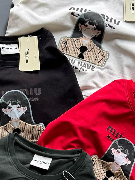 Imported Women  Regular Fit  Patched  T-shirt