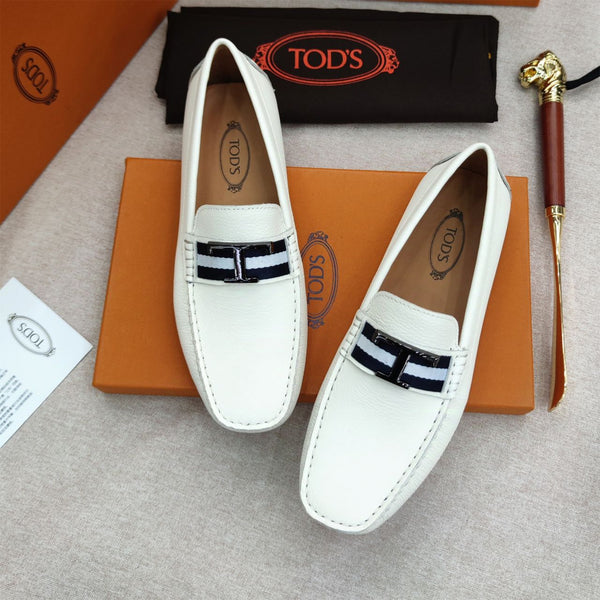 Premium Initial T Logo White  Loafers  For men