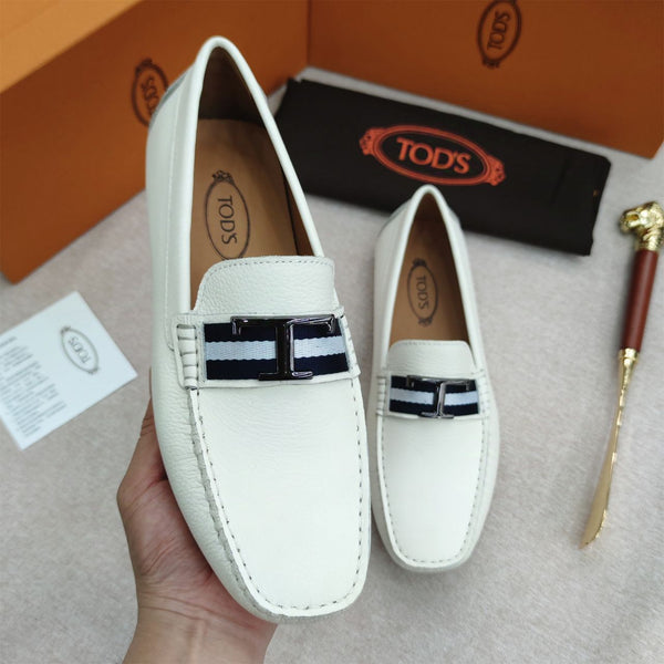 Premium Initial T Logo White  Loafers  For men