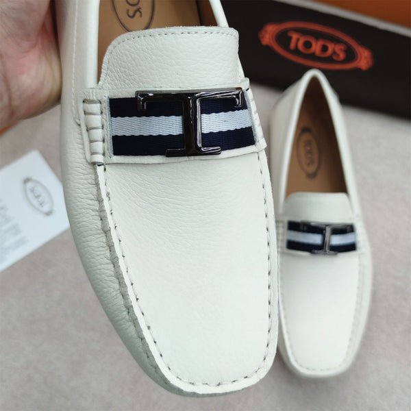 Premium Initial T Logo White  Loafers  For men