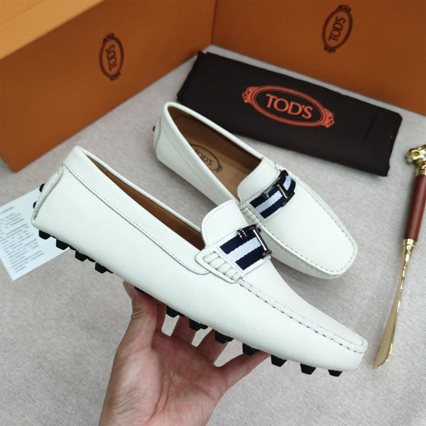 Premium Initial T Logo White  Loafers  For men