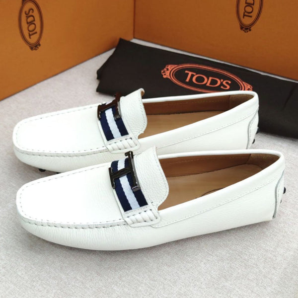 Premium Initial T Logo White  Loafers  For men