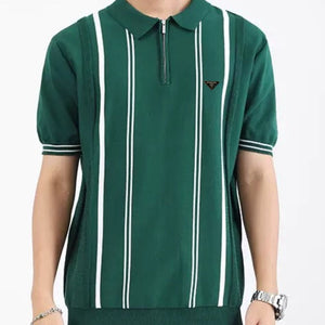 Imported Brand Stripe Pattern  Polo Tee