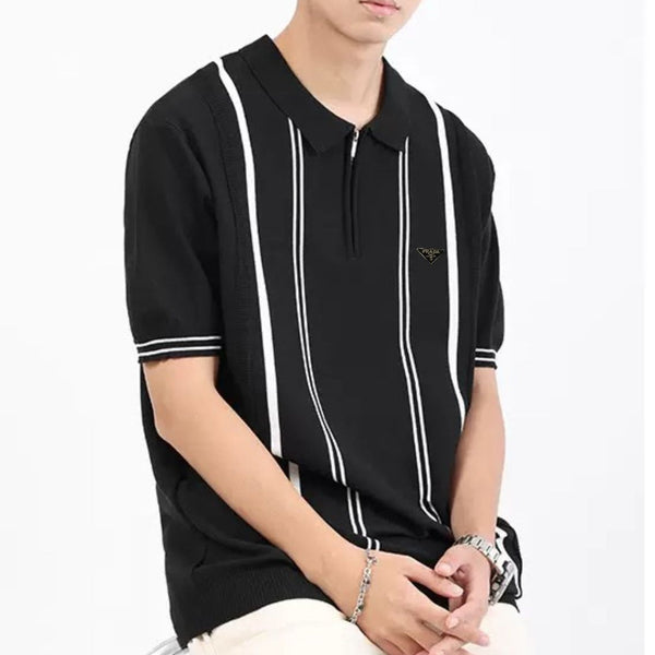 Imported Brand Stripe Pattern  Polo Tee