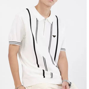 Imported Brand Stripe Pattern  Polo Tee