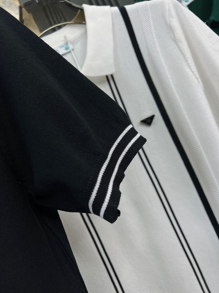 Imported Brand Stripe Pattern  Polo Tee