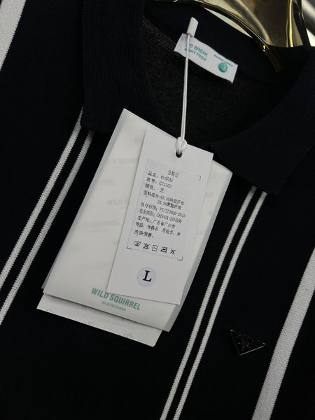 Imported Brand Stripe Pattern  Polo Tee