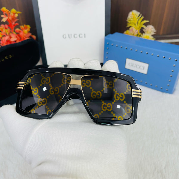 Branded  Acetate Shield Sunglasses Black
