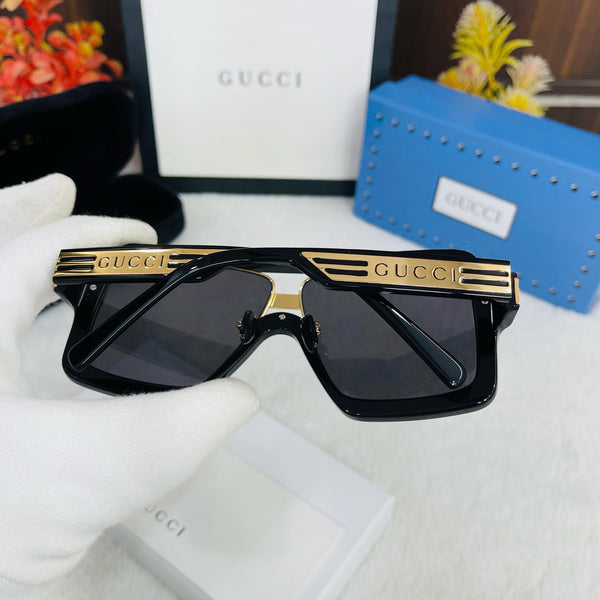 Branded  Acetate Shield Sunglasses Black