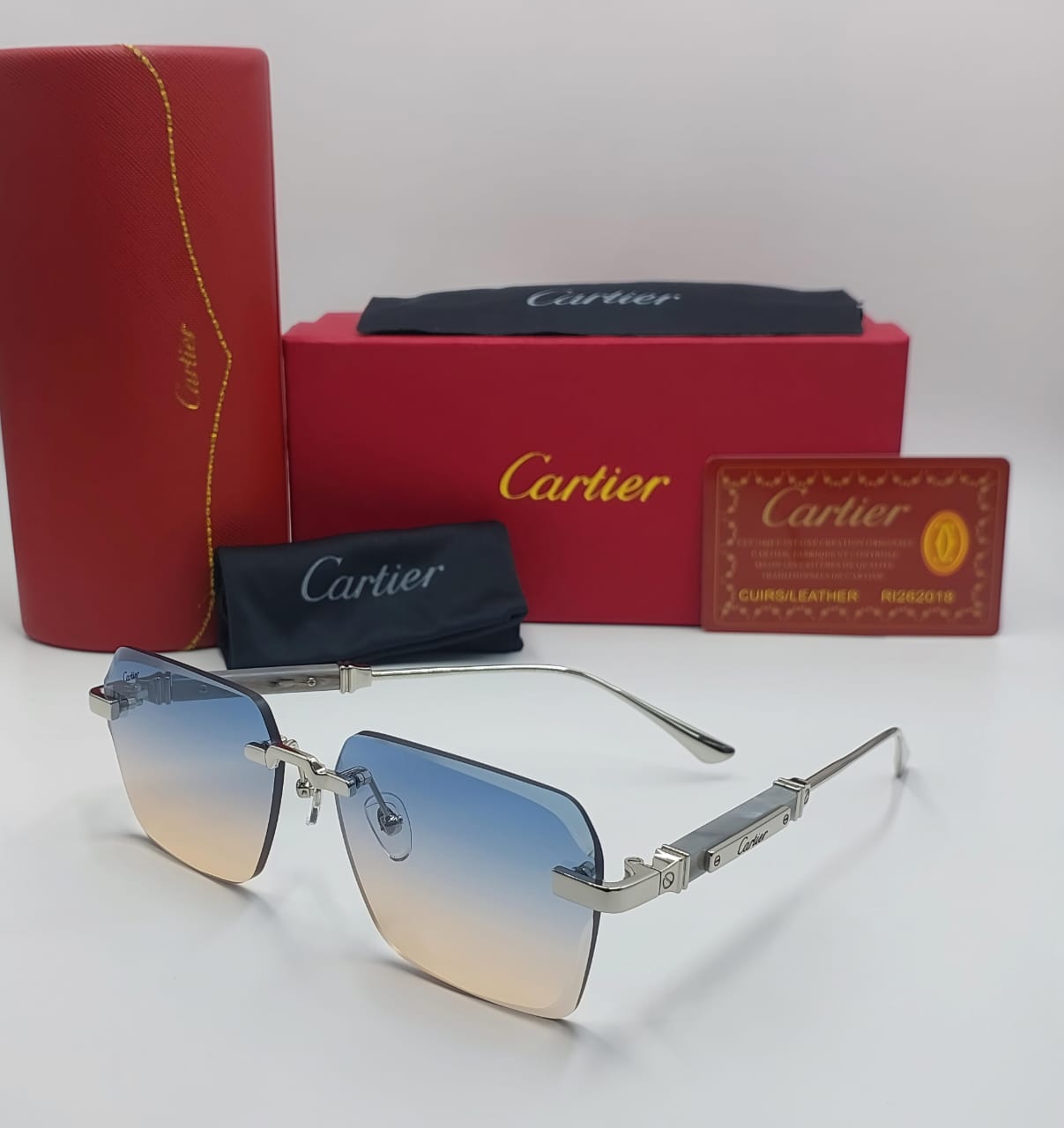 Branded Rimless Shaded Glass Sunglass For Men