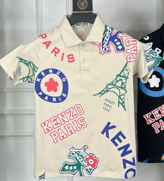 Graphic-Print Cotton  Polo  Collar T-shirt