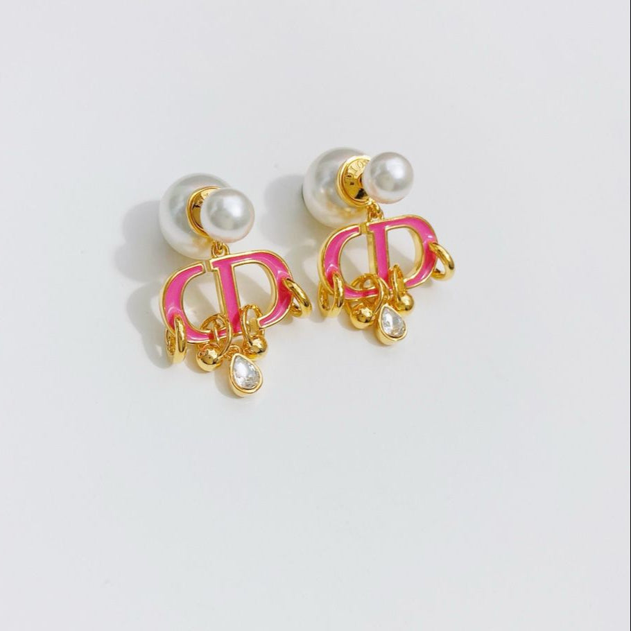 Premium  Gold Plated Crystal Pearl Earrings