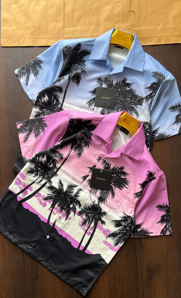 Premium Quality Palm Tree Patterned Silk Shirt