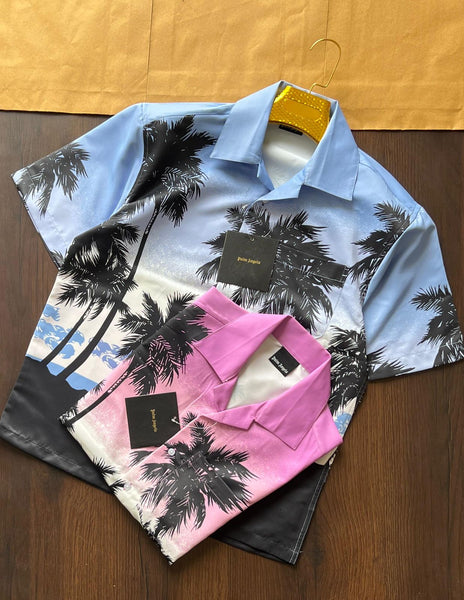 Premium Quality Palm Tree Patterned Silk Shirt