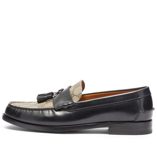 Signature GG Canvas & Leather Tassel Loafers Luxury Formal Slip-Ons for Men